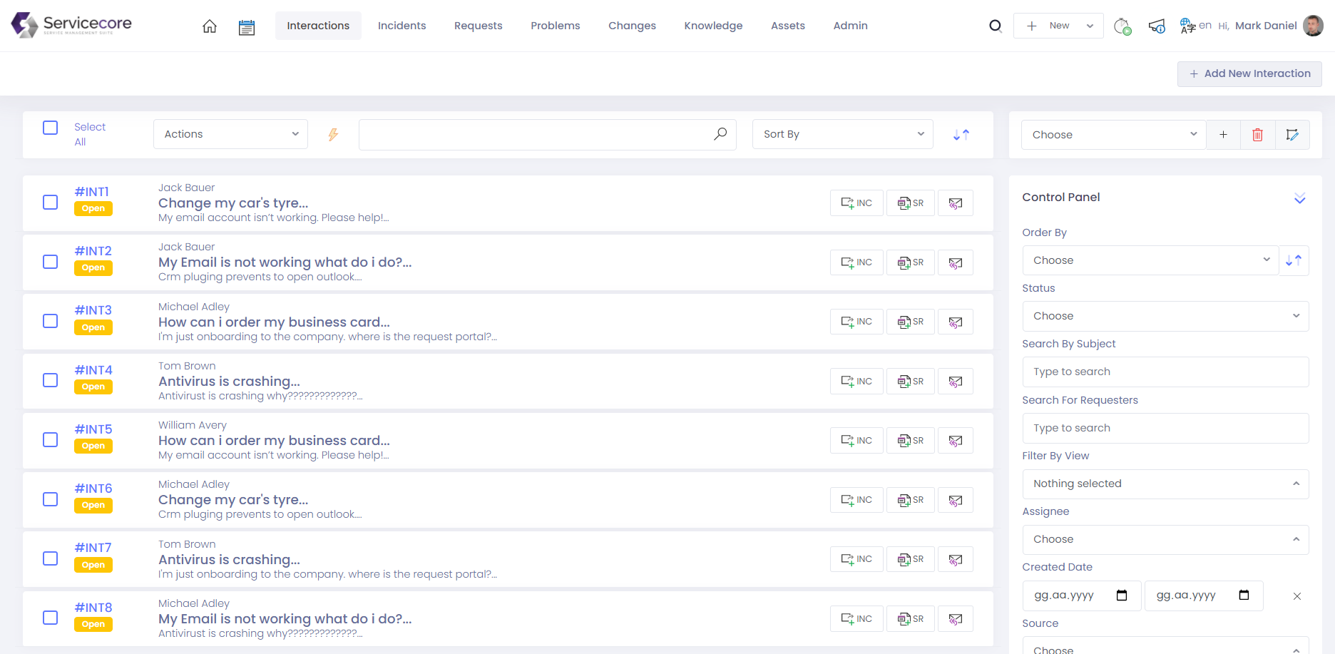 Service Desk Interactions
